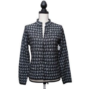 White House Black Market Women’s XS Black White Metallic Tweed Knit Jacket LS